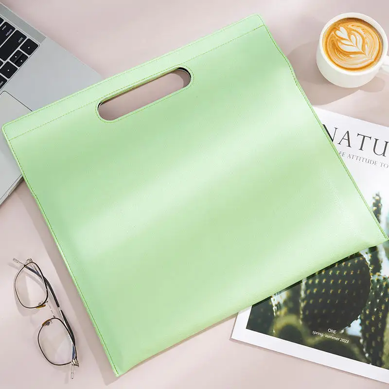 Nueva carpeta de archivos de negocios A4, bolsa para documentos de gran capacidad, bolso de mano de cuero delgado de lujo, bolso magnético para tableta para mujer, regalo de cumpleaños - imagen 5