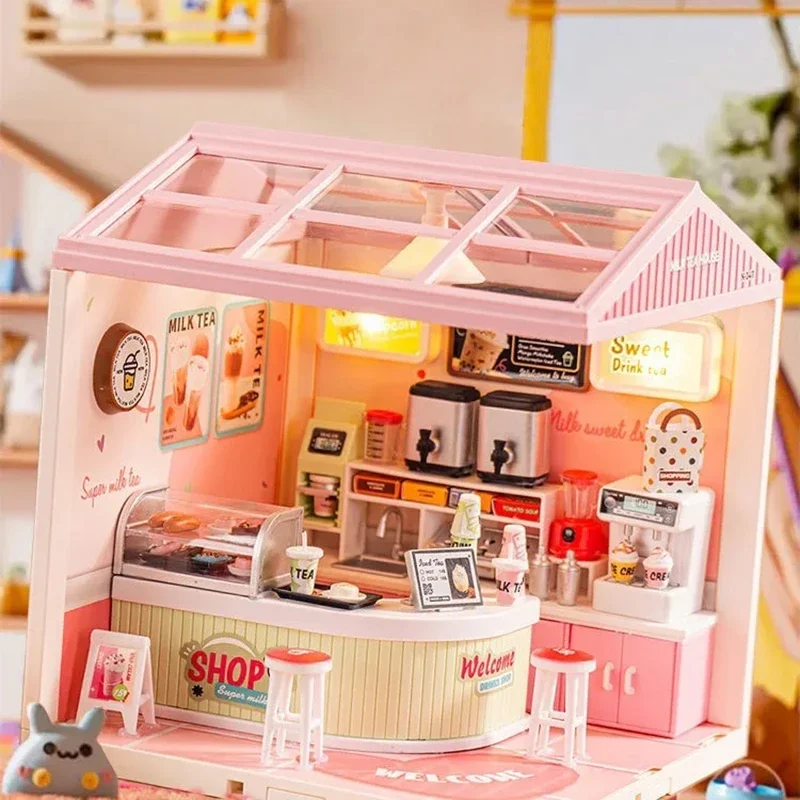 Kit artesanal casa de muñecas con muebles para habitación infantil