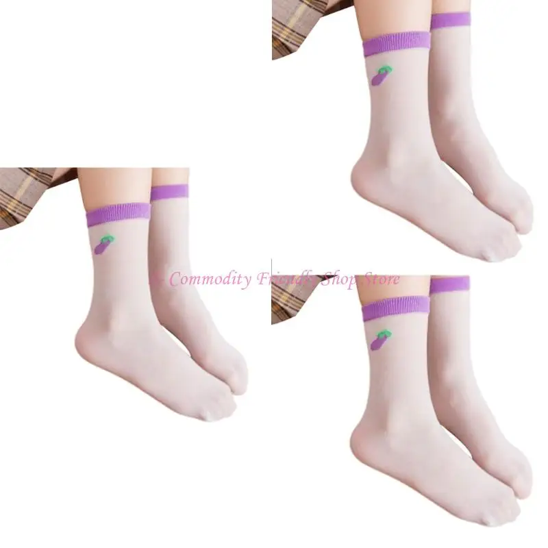 85ae 3 pares calcetines ternero para niños no lipados calcetines fruta verano calcetines nylon transpirables para - imagen 4