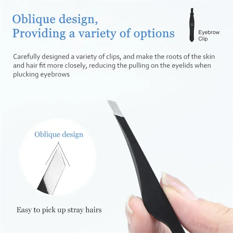Clip adhesivo para párpados dobles, pinzas para pestañas y cejas de acero inoxidable, herramientas de maquillaje, pinzas para depilación con punta inclinada, herramientas de belleza - imagen 5