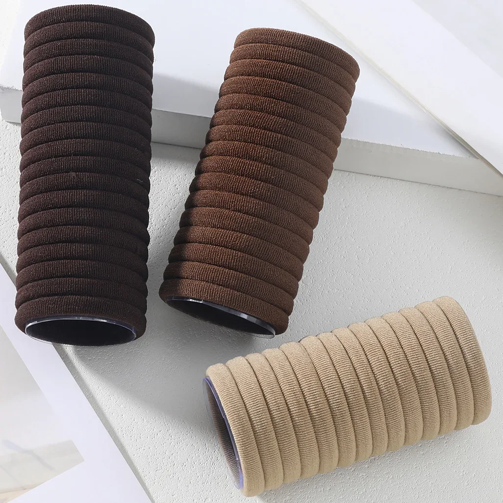 20/50/100 Uds. Bandas negras para el cabello para mujeres y niñas, banda de goma elástica alta, lazos para el cabello, coleteros, accesorios - imagen 4