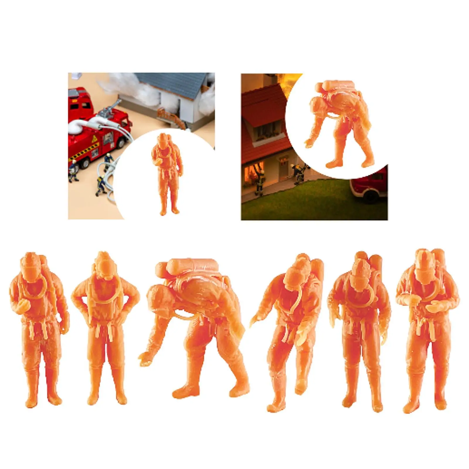 1/64 Scale Figures Firefighter Figurine Realistic Figure Creative Movie Prop Miniature Fire Model for Diorama Layout