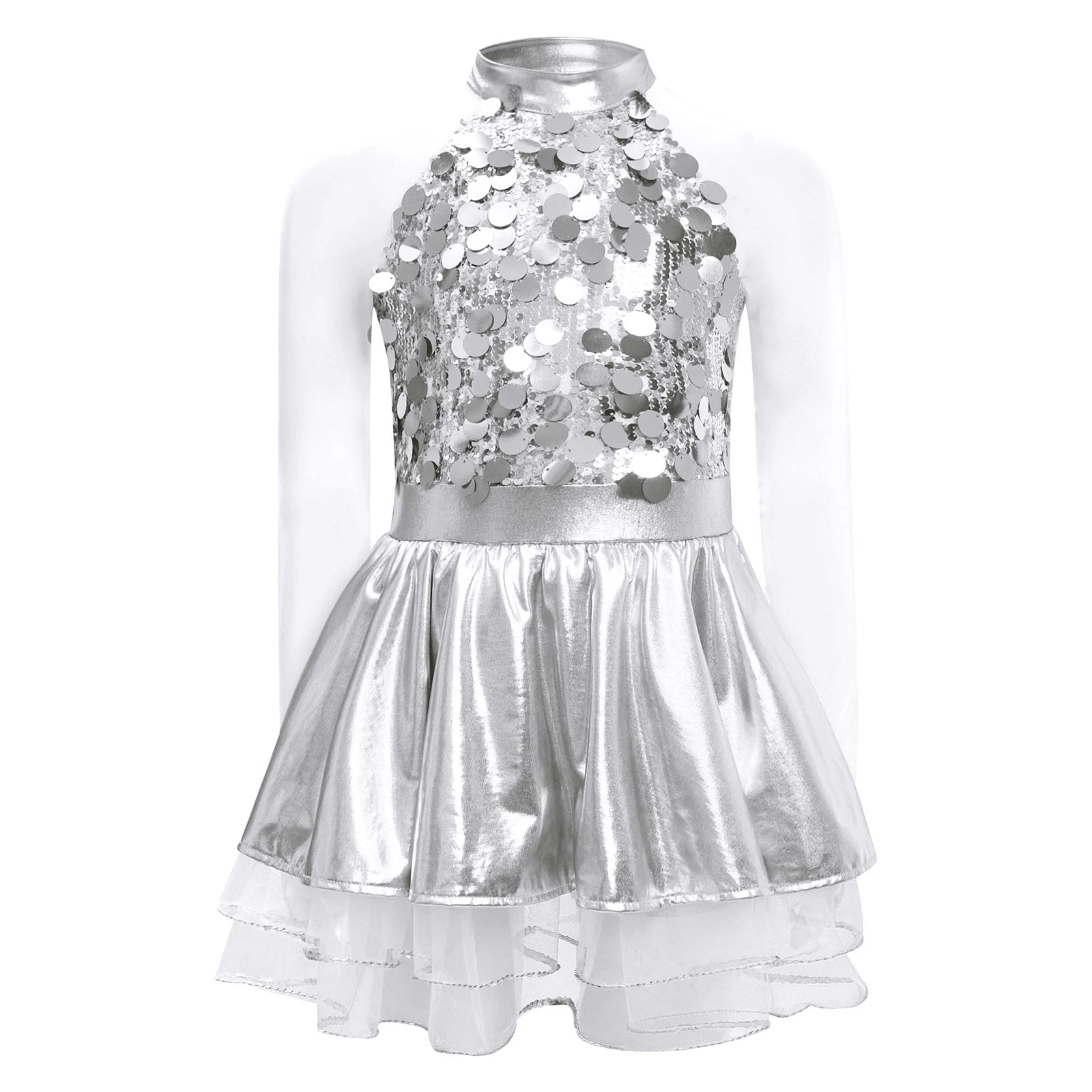 Vestido de baile con lentejuelas para niñas – Tutú y mangas largas - imagen 5