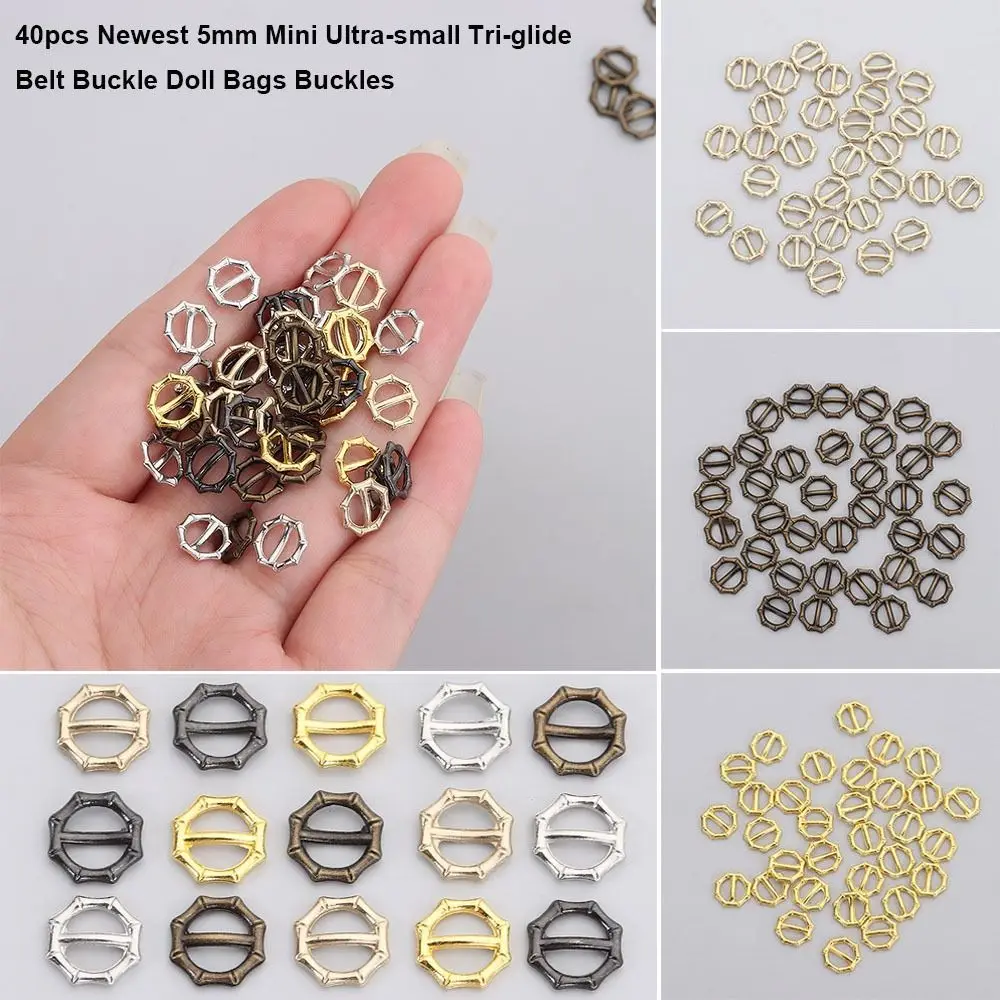40 Uds. Hebilla de cinturón Tri-glide de 5mm, Mini bolsos de muñeca de Metal, hebillas DIY, hebillas de correa pequeña, botones de muñeca, accesorios para zapatos - imagen 5