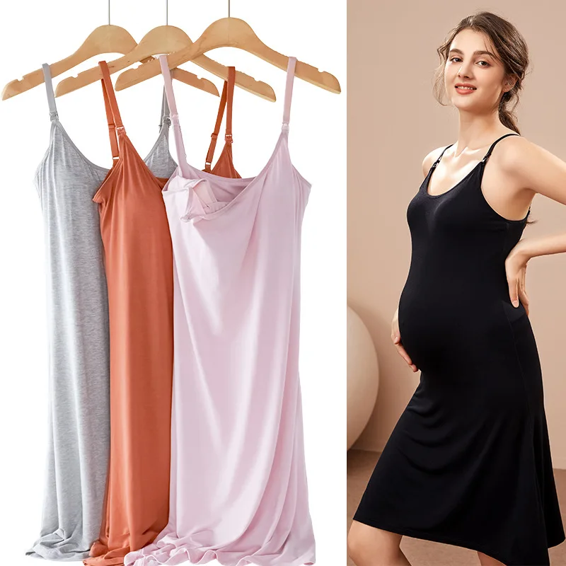 Vestido de maternidad y lactancia posparto, camisón suave de talla grande para uso doméstico y al aire libre, vestido versátil con base de alimentación