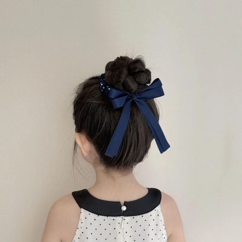 Lazos para el cabello de lunares para niñas, lazos para el cabello con cinta de satén para niños, lindos y suaves coleteros, coleteros para el cabello Kawaii para niños - imagen 3