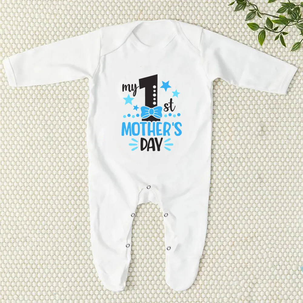 Ropa de dormir con estampado de mi primer día de la madre para niños y niñas, traje de dormir para recién nacidos, regalo de Baby grow Shower - imagen 5