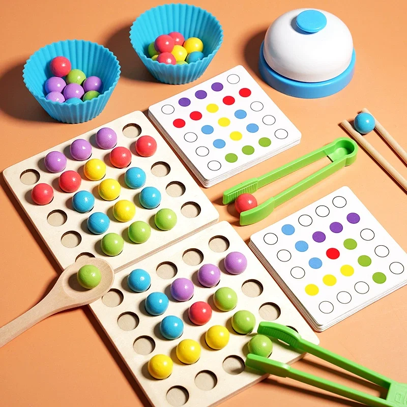 Clasificador Montessori cuentas de madera para niños