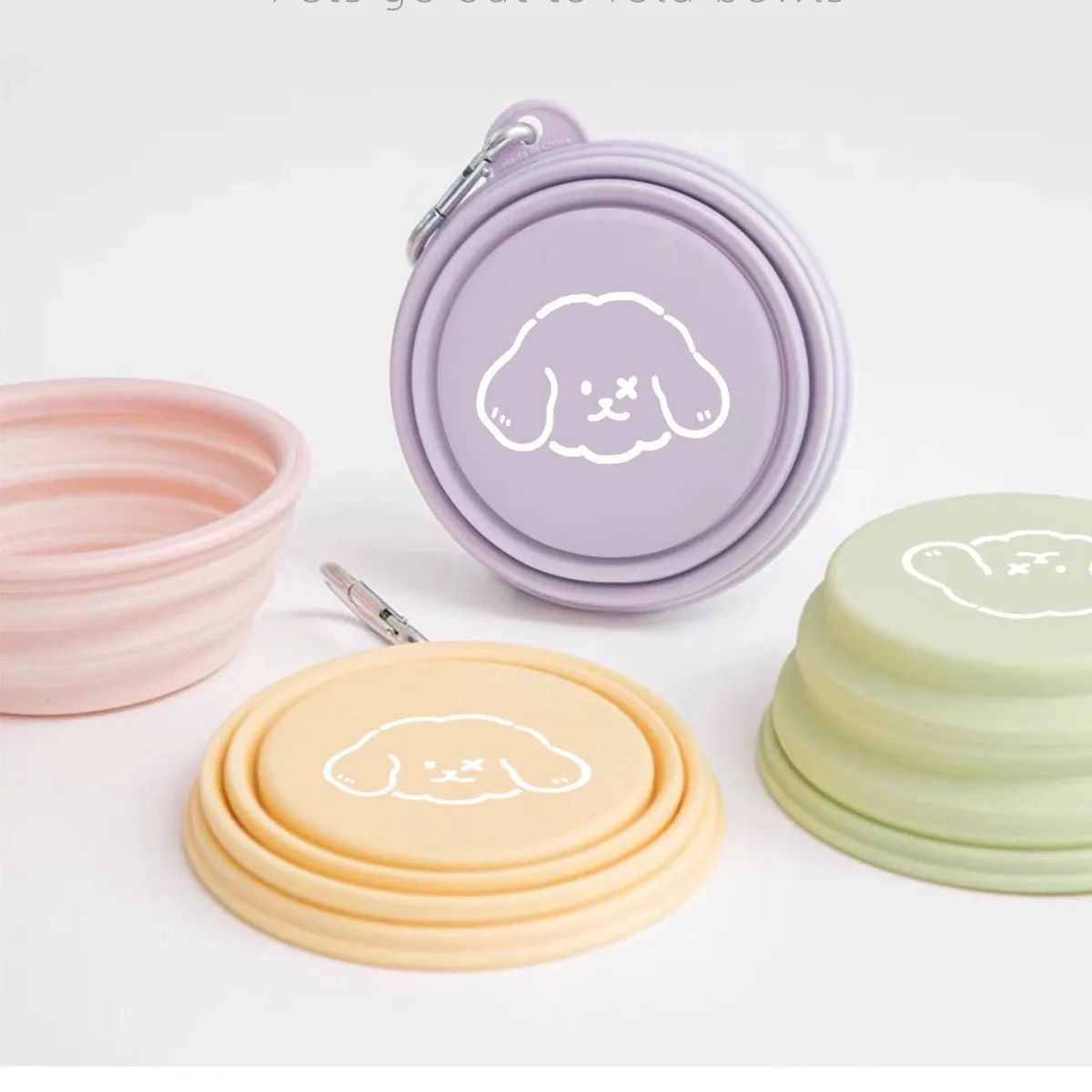Cuenco plegable de silicona para gatos, bebedero portátil para mascotas para salir, lavabo de comida universal para gatos, perros, suministros para mascotas con ganchos - imagen 3
