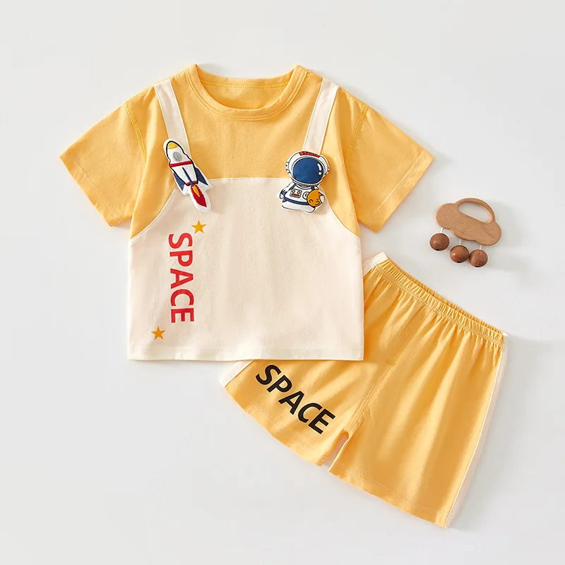 Conjunto bebé verano algodón puro – dos piezas camiseta y short - imagen 2