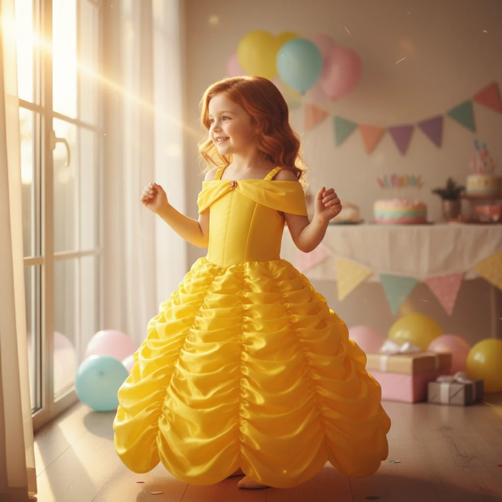 Disfraz princesa dorada para niña – Vestido carnaval con falda amplia - imagen 3