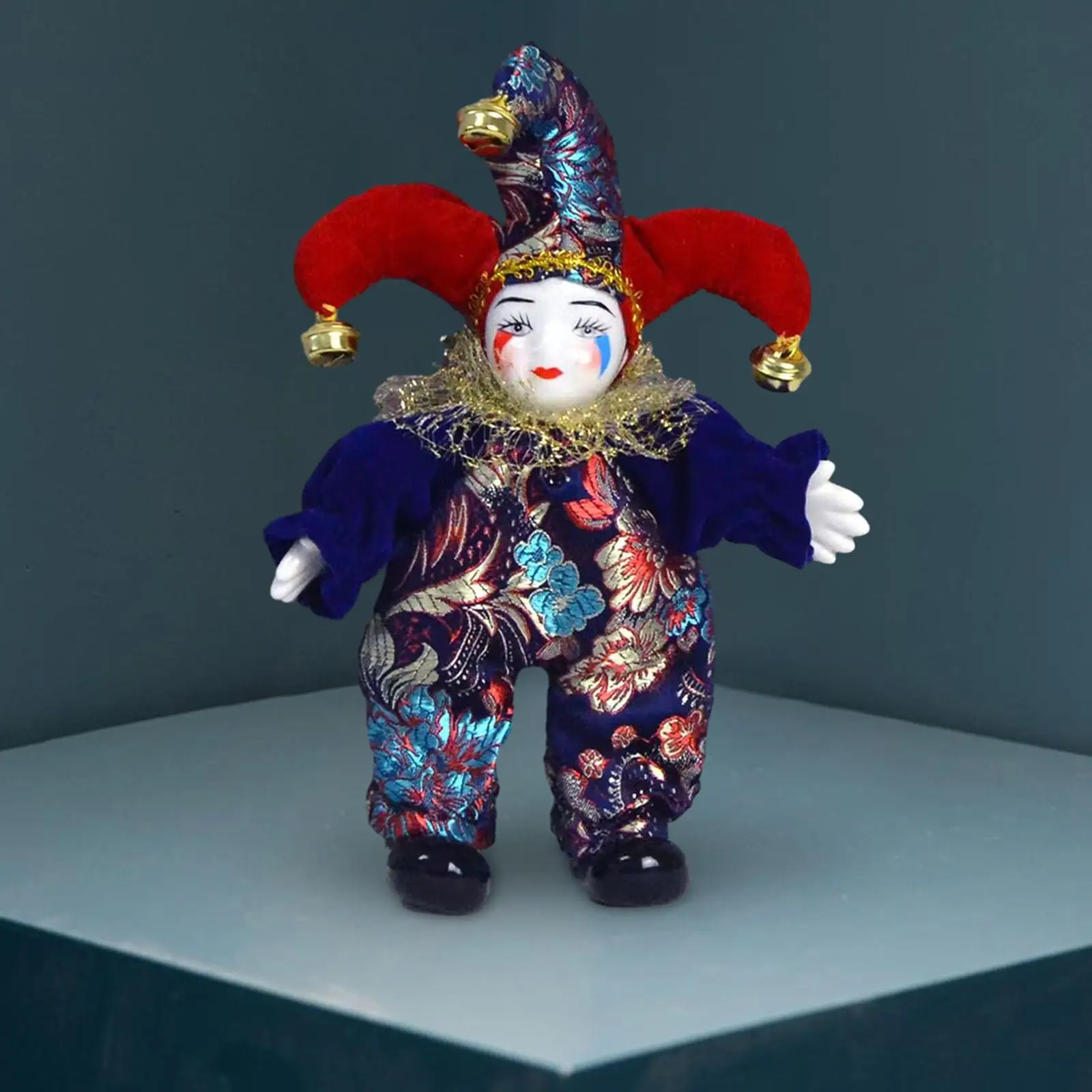 Clown Doll Movable Joint Collections Toy Home Display Porcelain Triangel Doll for Arts Crafts Birthday Souvenirs Party Favor