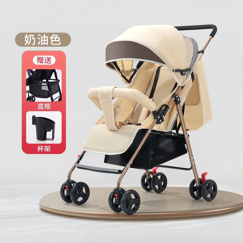 Cochecito de bebé que puede sentarse o acostarse, cochecito plegable ligero, cochecito de bolsillo de paisaje alto que absorbe los golpes para recién nacidos - imagen 5