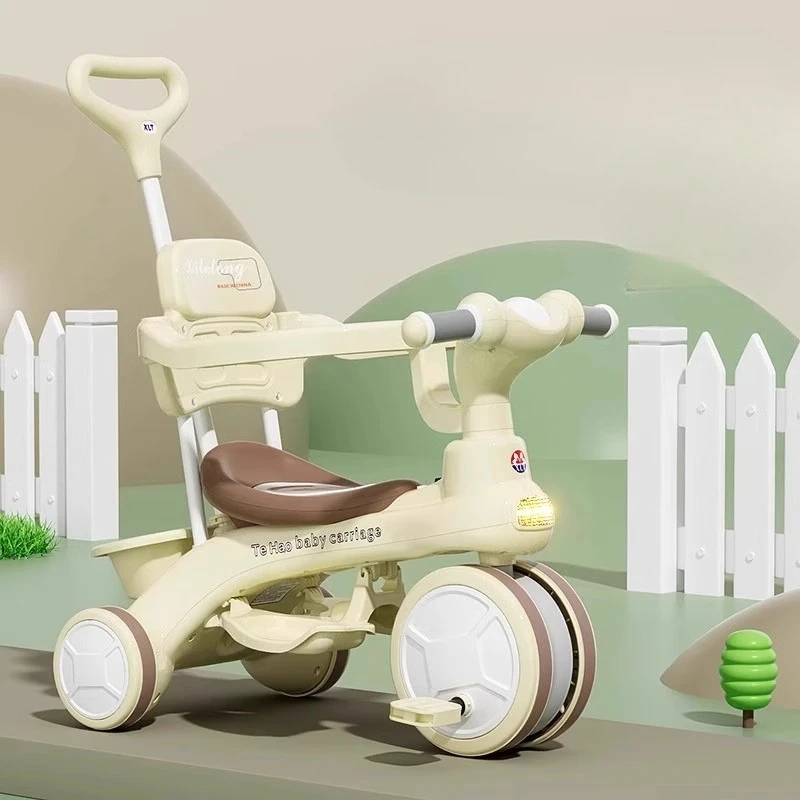 ‌ Triciclo para niños de 1 a 5 años, bicicleta de empuje con luces musicales, frenos dobles 45 °   Bicicleta de regalo para niños con diseño antivuelco - imagen 4