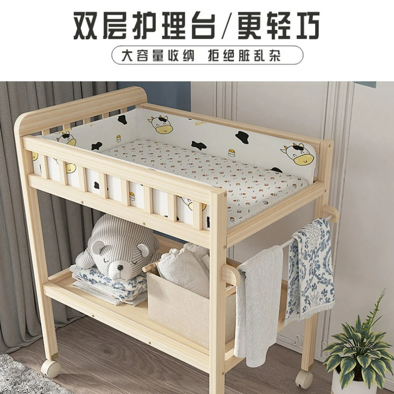 Mesas para cambiar pañales, mesa para el cuidado del bebé de madera maciza, baño de masaje, cambiador multifuncional integrado para cama de bebé - imagen 5