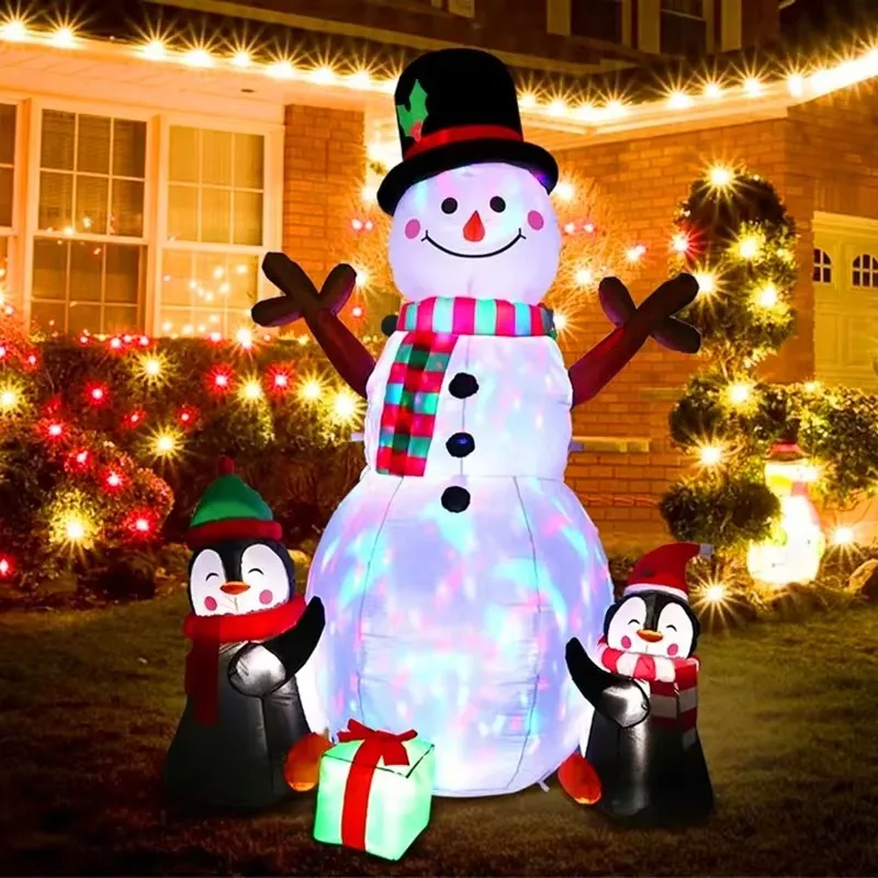 Juguetes inflables con luces LED, decoración de Navidad, 1,8 M, muñeco de nieve, pingüino, regalo de Navidad, utilería para patio, decoración interior y exterior - imagen 4