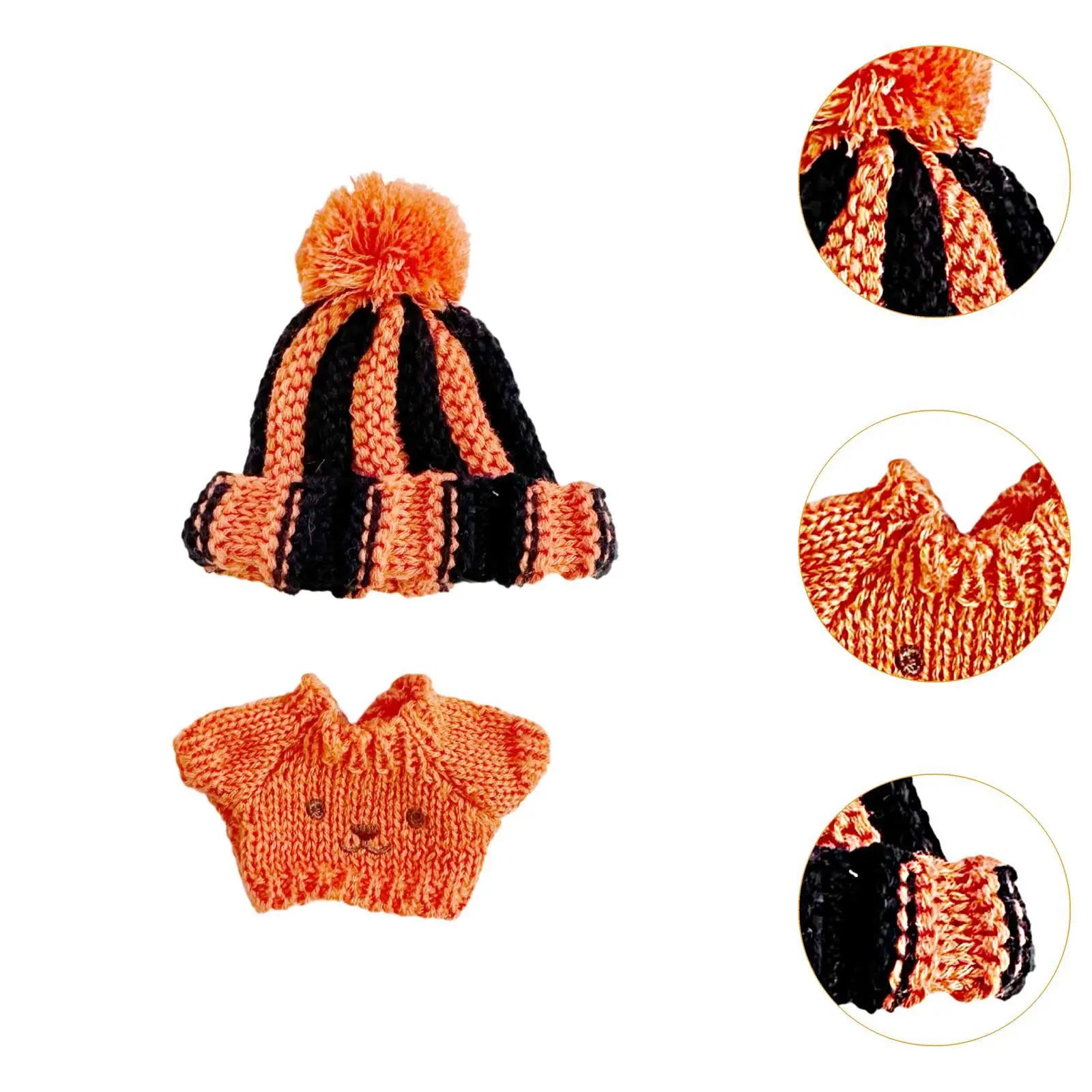 Set of 2 Doll Sweater And Hat for Mini Dolls, Clothing for 15/17cm Plush Figures
