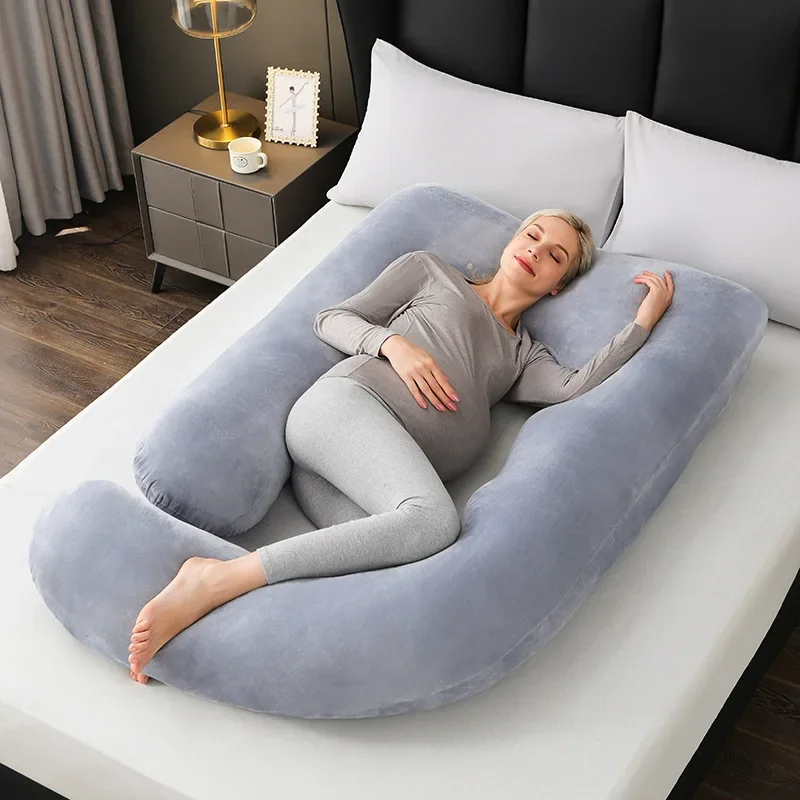 Almohada de maternidad ajustable en forma de U para mujeres embarazadas, soporte de lactancia multifuncional, cojín lateral lavable para dormir - imagen 4