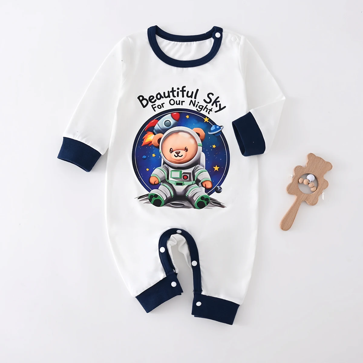 Body para niño recién nacido, mono con estampado de astronauta, ropa para niña, pelele de manga larga de 1 a 9M para las cuatro estaciones