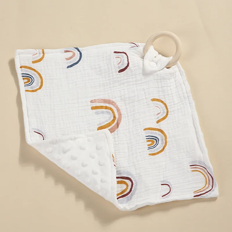 Doudou Rong manta artesanal de algodón para bebé con anillo dentición - imagen 4
