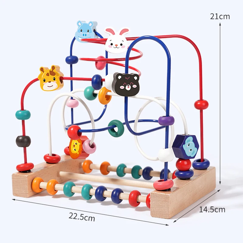 Laberinto de cuentas de madera educativo y colorido para niños pequeños - imagen 2