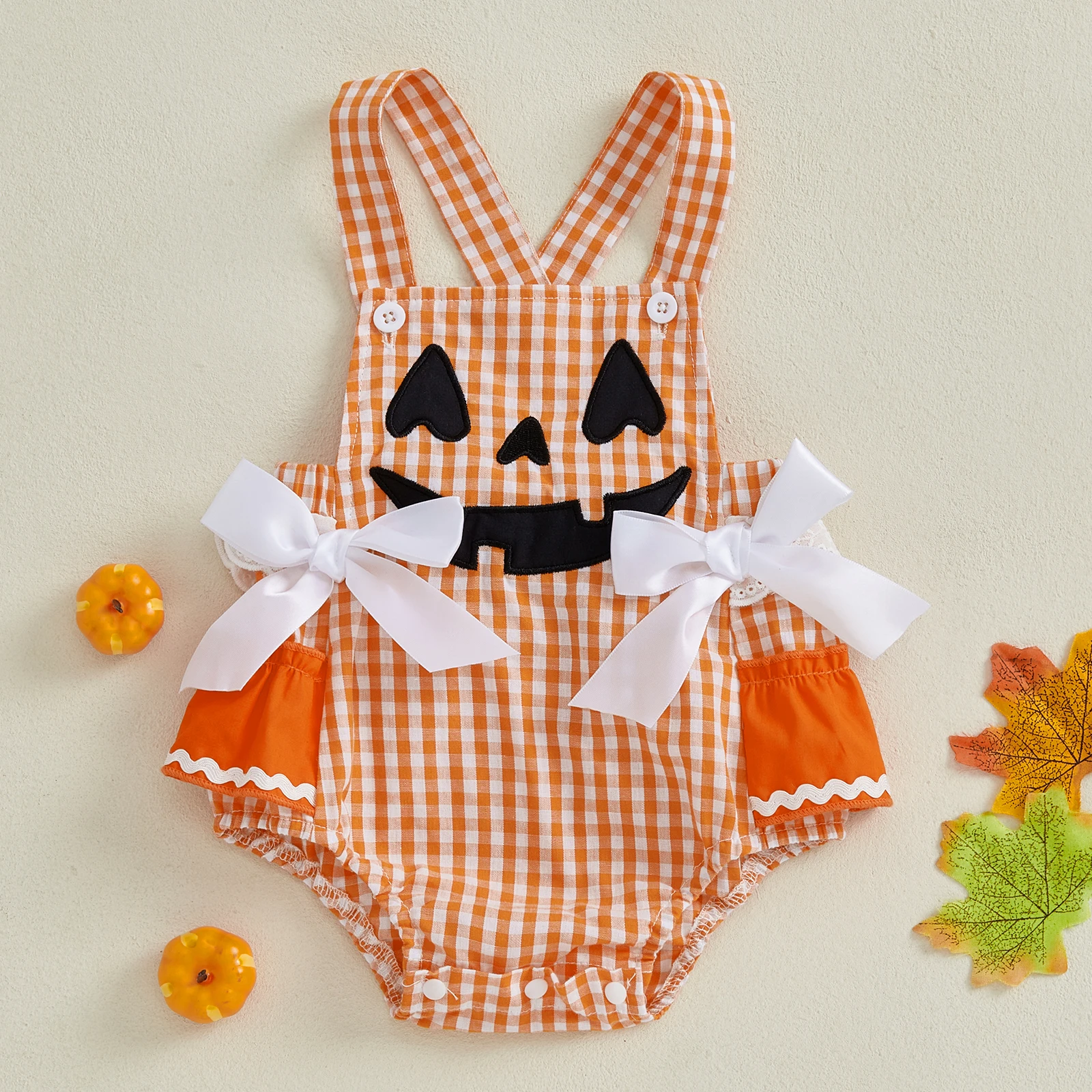 Tregren Pelele de Halloween sin mangas para niña con calabaza - imagen 4