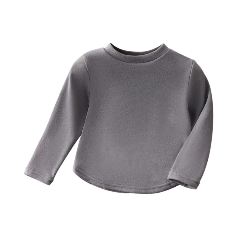 Camisetas de manga larga para niños, ropa interior cálida, diseño Simple, básico, versátil, Otoño e Invierno - imagen 5