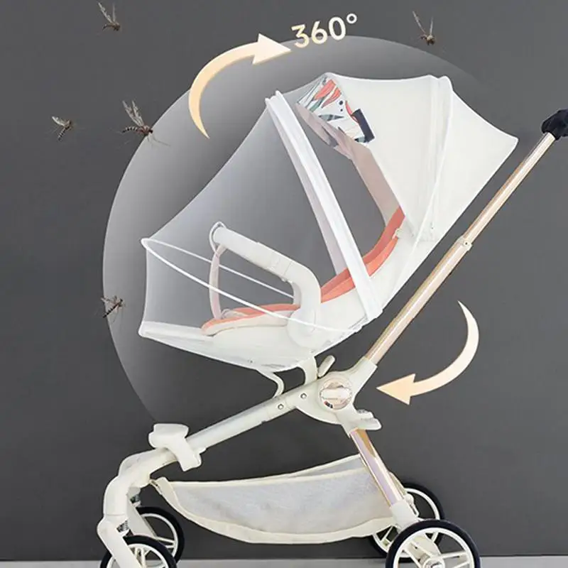 Cubierta de red para cochecito, red para cuna de bebé, cremalleras bidireccionales, barrera de protección plegable, parasol para parque infantil, cama, Camping, jugar y trotar - imagen 5
