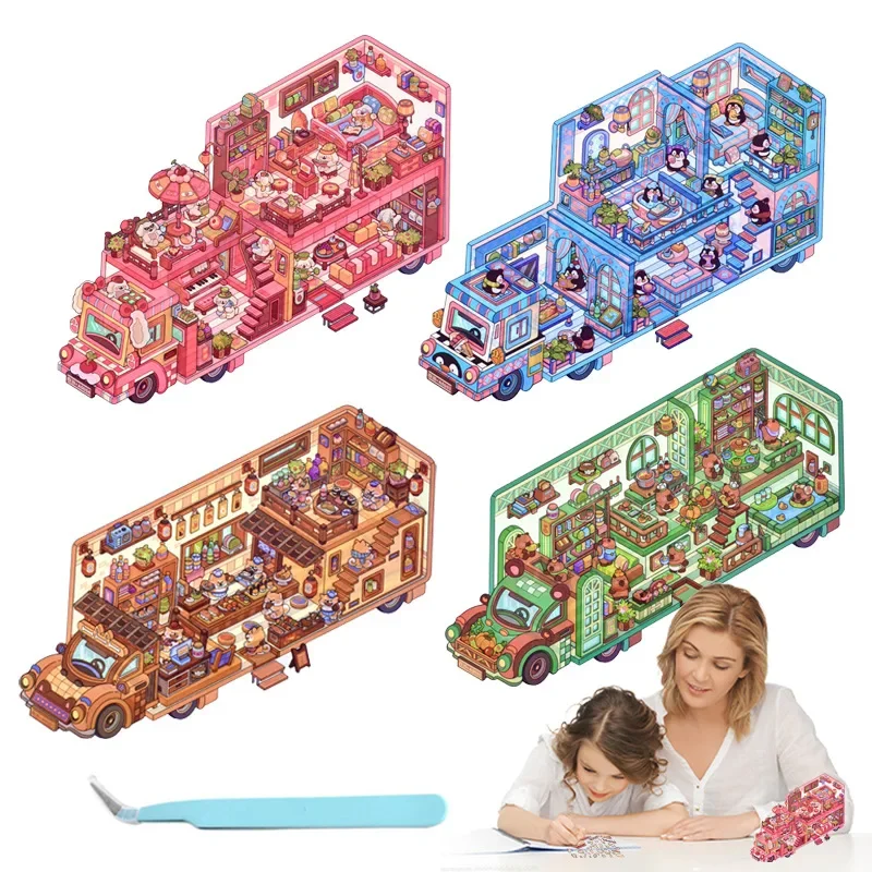 Pegatina de paisaje casero de dibujos animados 2.5D, escena de cabina, pegatina de juego DIY, regalo de cumpleaños para Festival para estudiantes - imagen 2