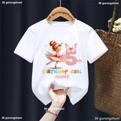 Camiseta cumpleaños niña – Estilo ballet kawaii con mariposas blancas