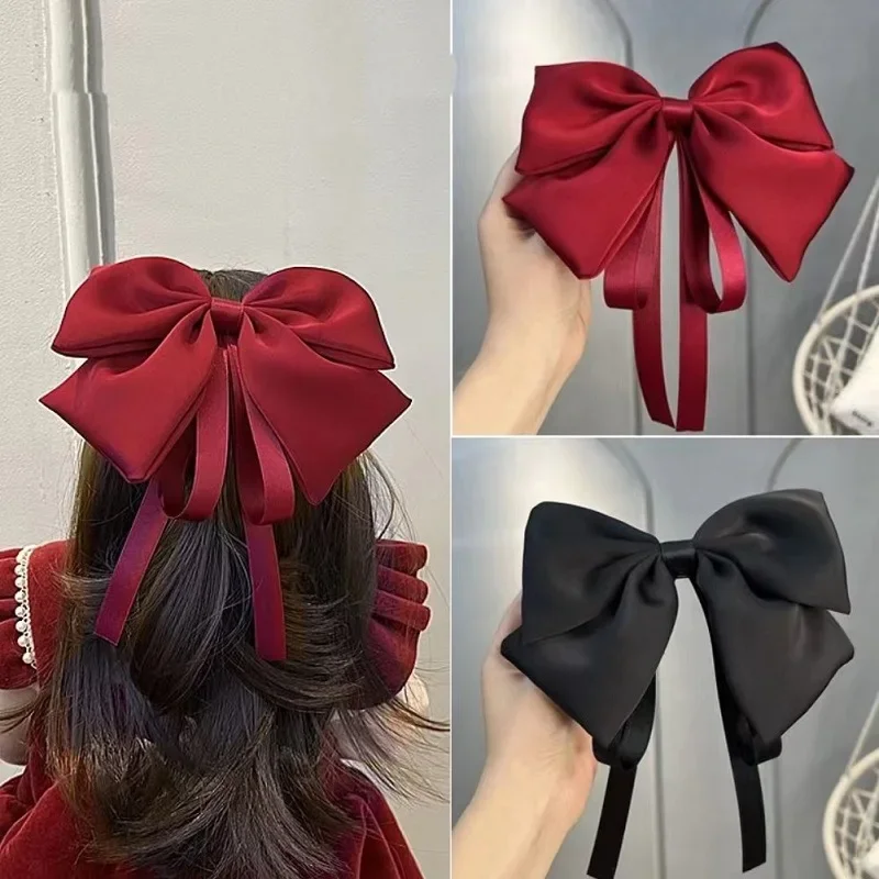 Pinza para el pelo con lazo de princesa elegante, cinta con lazo coreano a la moda, Clip de primavera para niños, accesorios bonitos para el cabello
