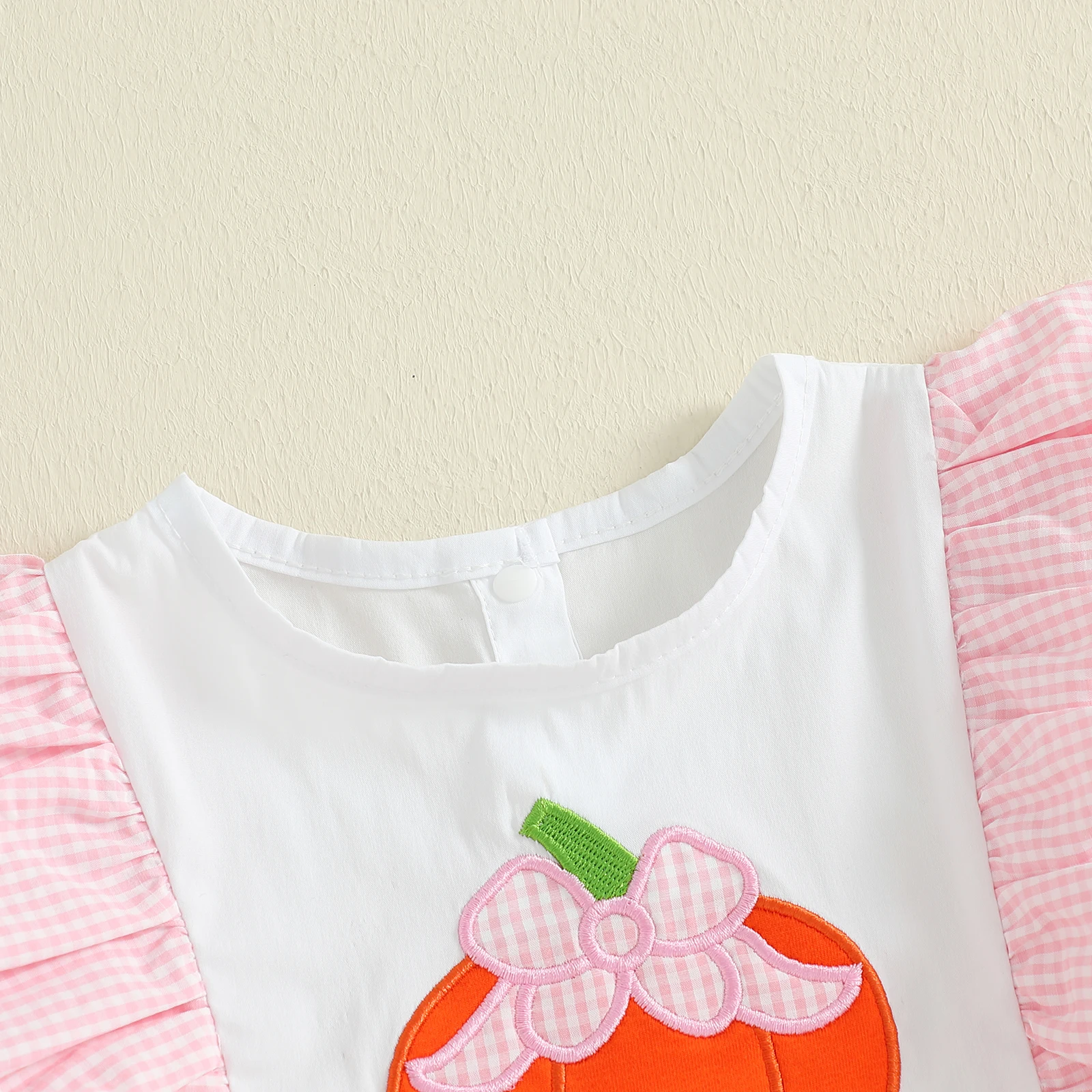 Vestido de otoño para niñas, manga larga, cuello redondo, lazo, bordado de calabaza, traje de Halloween para niños pequeños - imagen 4