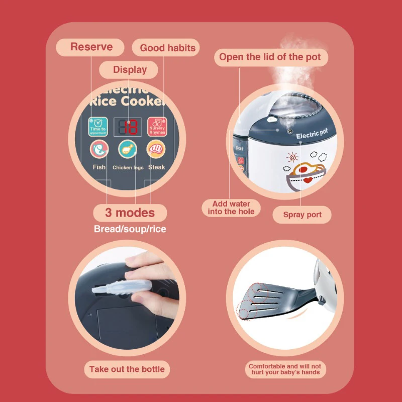 Juego de cocina infantil con olla arrocera y sonido simulado - imagen 4