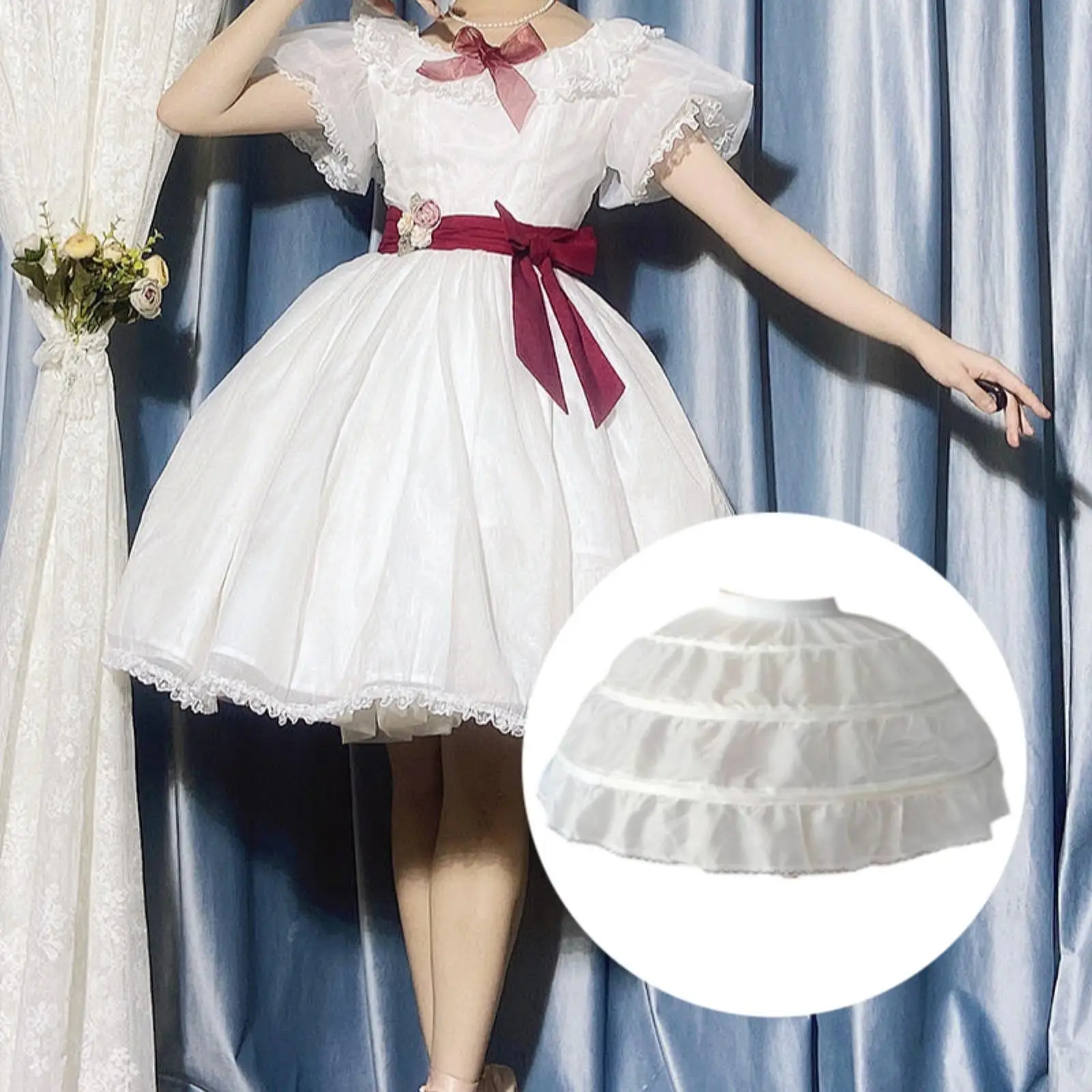 3 Hoops Petticoat Lolita Simple Lightweight Crinoline Skirt for Birthday Prom