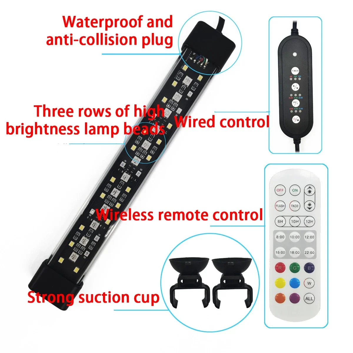 20-70cm pecera 24/7 iluminación de espectro completo luz LED decoración de acuario lámpara de crecimiento de plantas acuáticas IP68 impermeable agua dulce - imagen 5