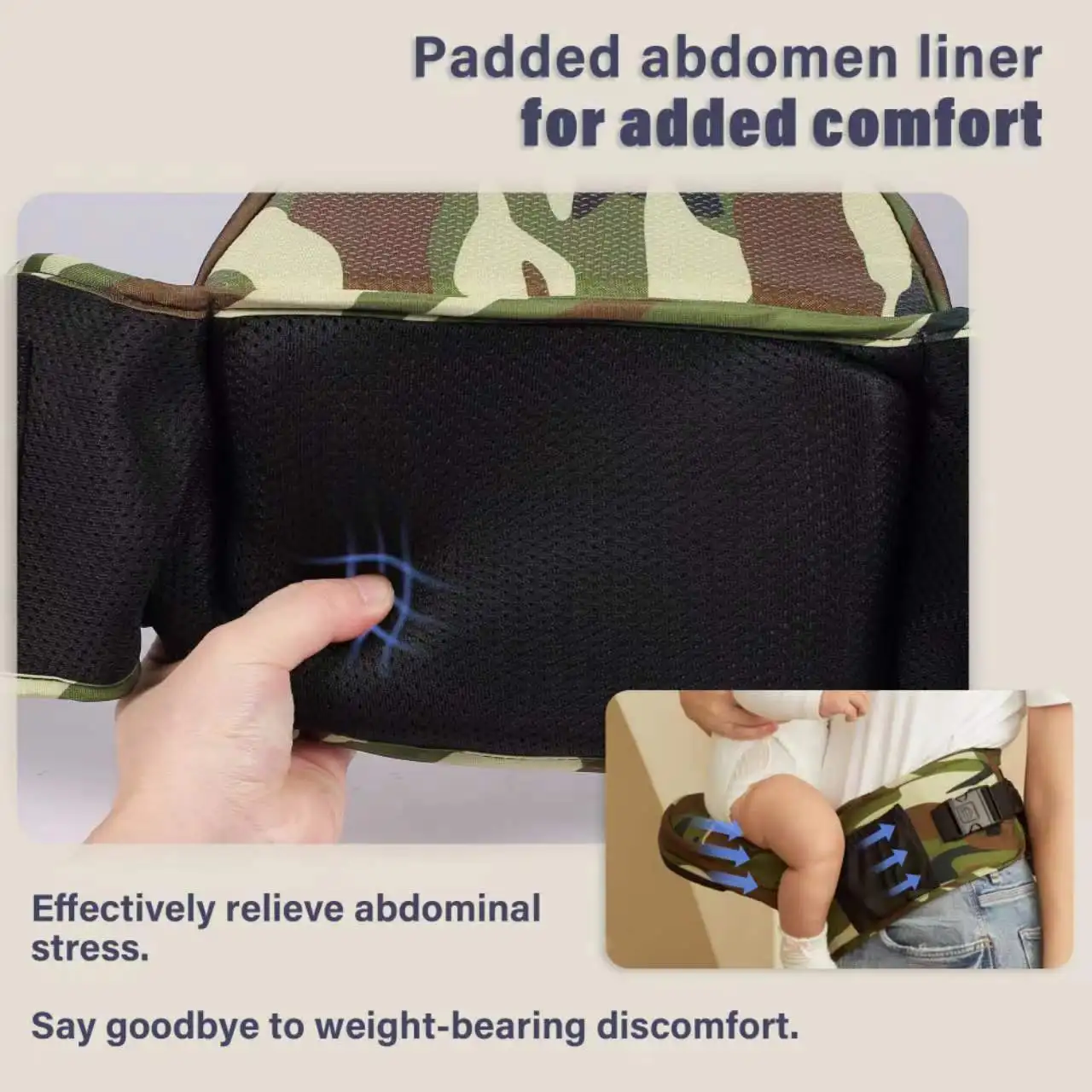 Portabebés ergonómico con cinturón y asiento de cadera para bebé