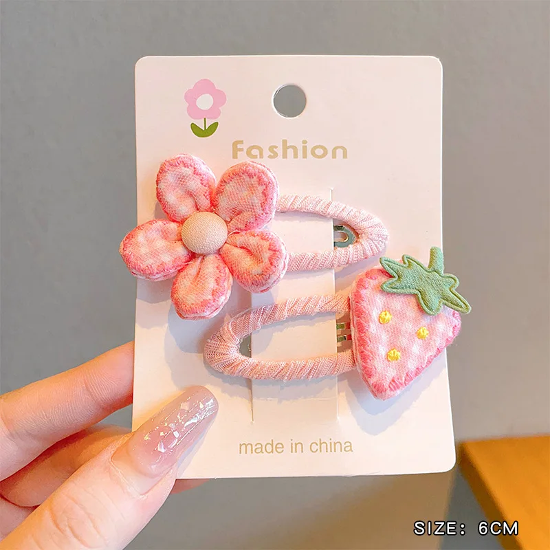 Horquilla de flores y fresas para bebé, Clip BB con flequillo, tarjeta rota, gorros bonitos de dibujos animados para niños, accesorios para el cabello para niñas y niños - imagen 4