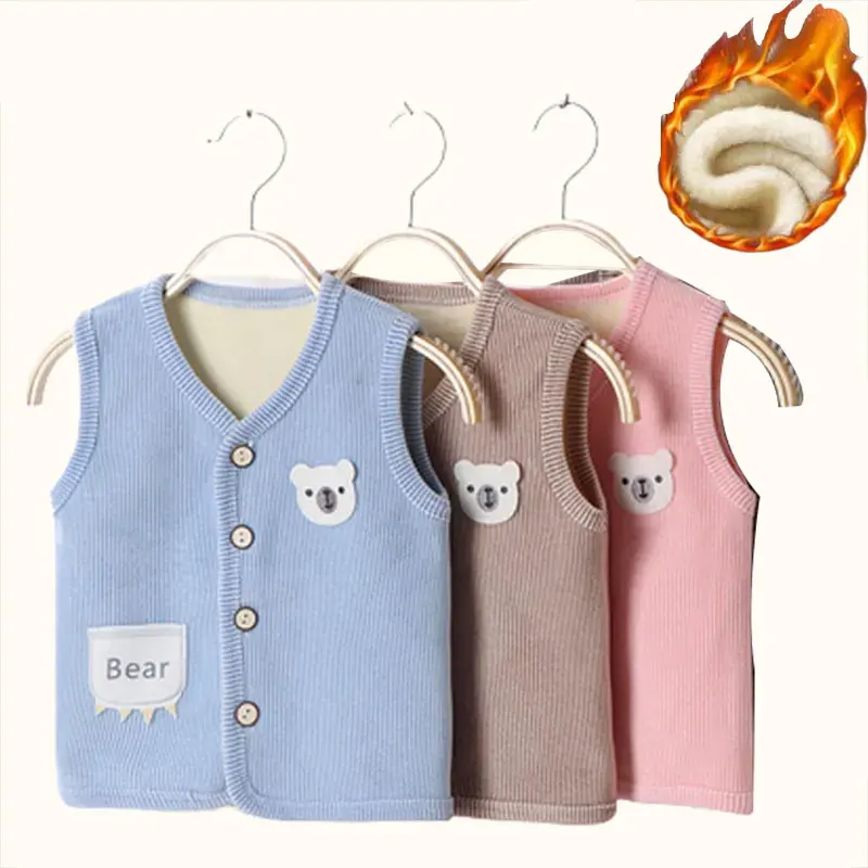 Ropa para niños, chaleco para niños, chaleco para niños y niñas, forro de terciopelo grueso, chaquetas que mantienen el calor, chaleco, ropa para niños, Otoño Invierno - imagen 3