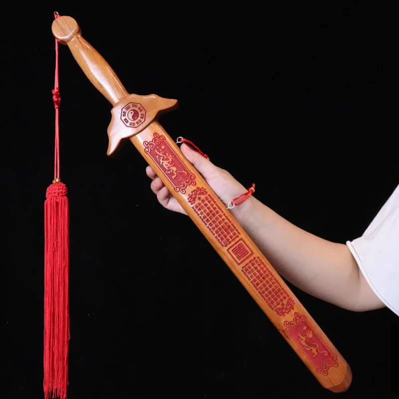 Wood Mahogany Sword Katana Sword Safe Carve Handicraft Peach Wood Toy Knife for Children Kids Chinese Traditional Gifts - imagen 4