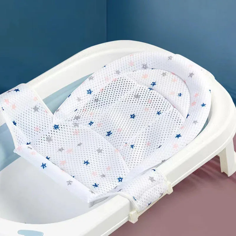 Almohada para bañera ajustable para recién nacido, cojín para asiento, red antideslizante en forma de cruz para baño de bebé, alfombrilla para bañera para niños, cuna de ducha, asiento de cama - imagen 2