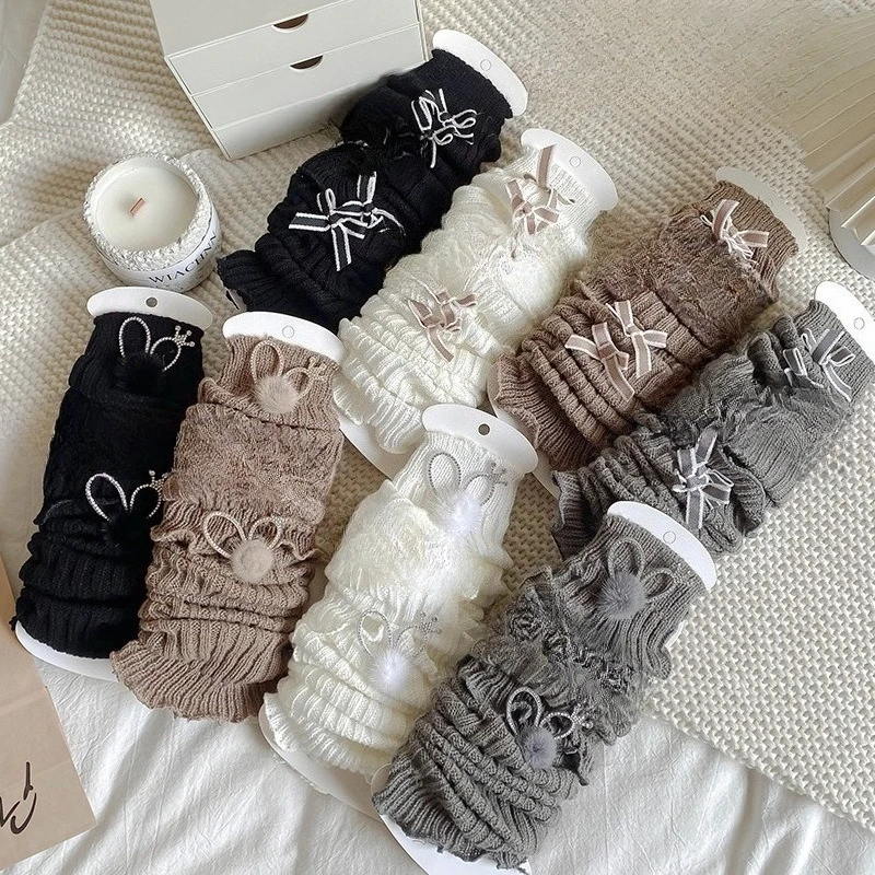 Calentadores de piernas de pantorrilla para niñas con orejas de Rubbit, calcetines dulces de moda para niñas, calentadores de piernas de algodón suave para otoño, calcetines hasta la rodilla - imagen 3