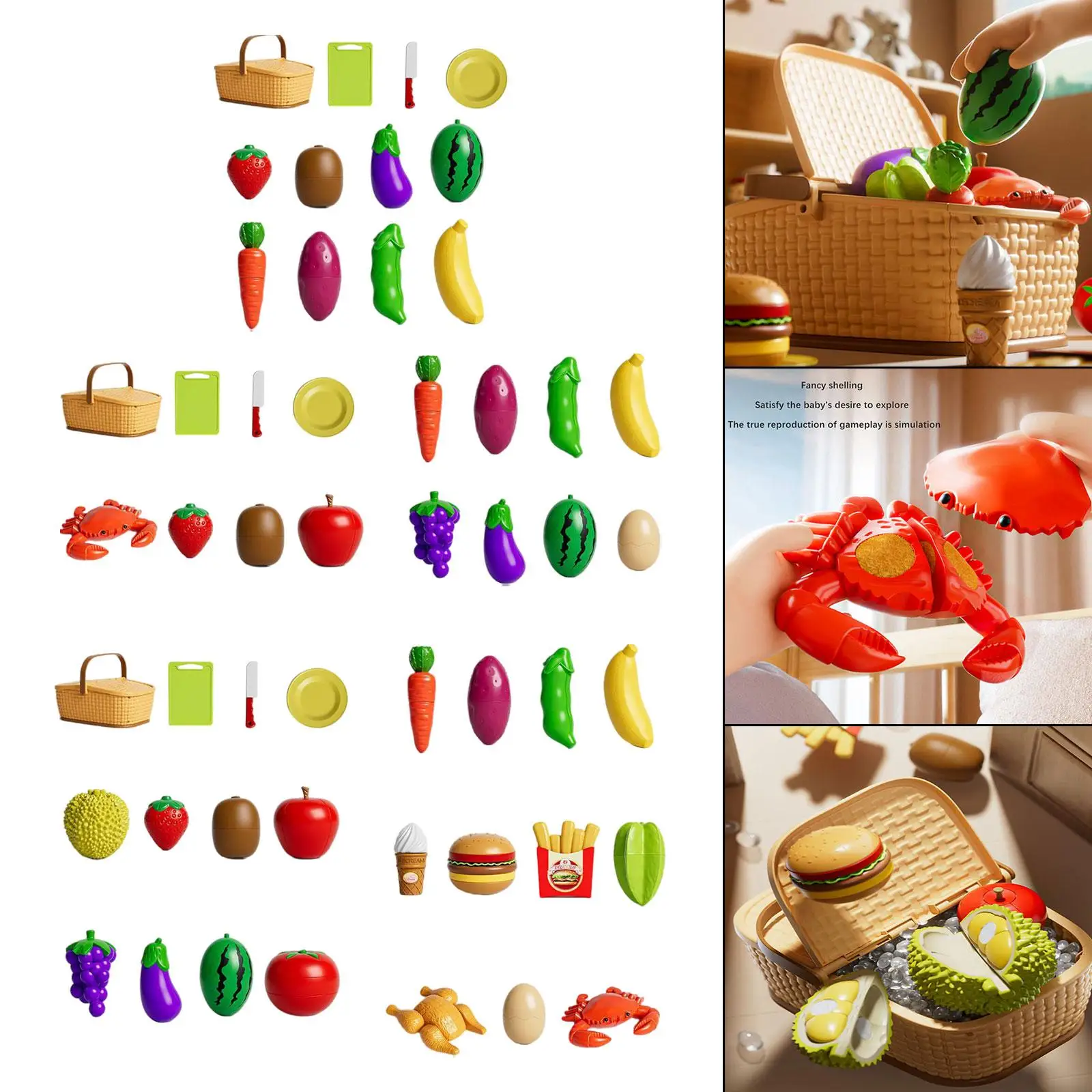 Cutting Fruits and Veggies Toy Interactive Play Kitchen Accessory Toy for Boy Girl Ages 3+ Years Old Children Kids Birthday Gift