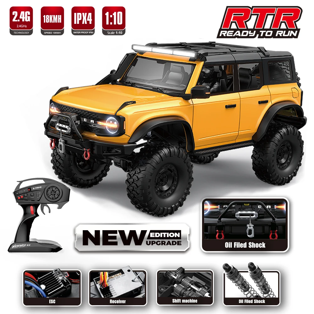 Nuevo coche teledirigido 1/10 4WD RTR HB R1001 caballo a escala completa con LED 2,4G Control remoto eléctrico Rock Buggy vehículo todoterreno juguetes regalos - imagen 3