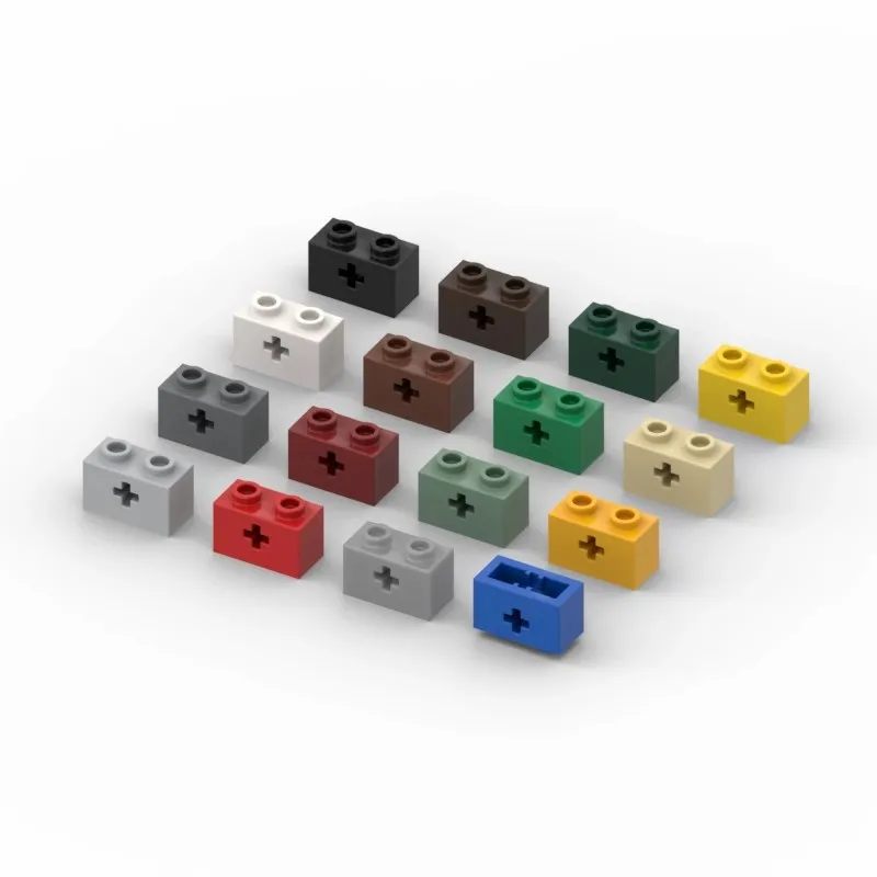 20 piezas piezas MOC 32064 31493 ladrillo de alta tecnología 1x2 con orificio de eje ladrillos compatibles DIY ensamblar bloques de construcción partícula juguete para niños