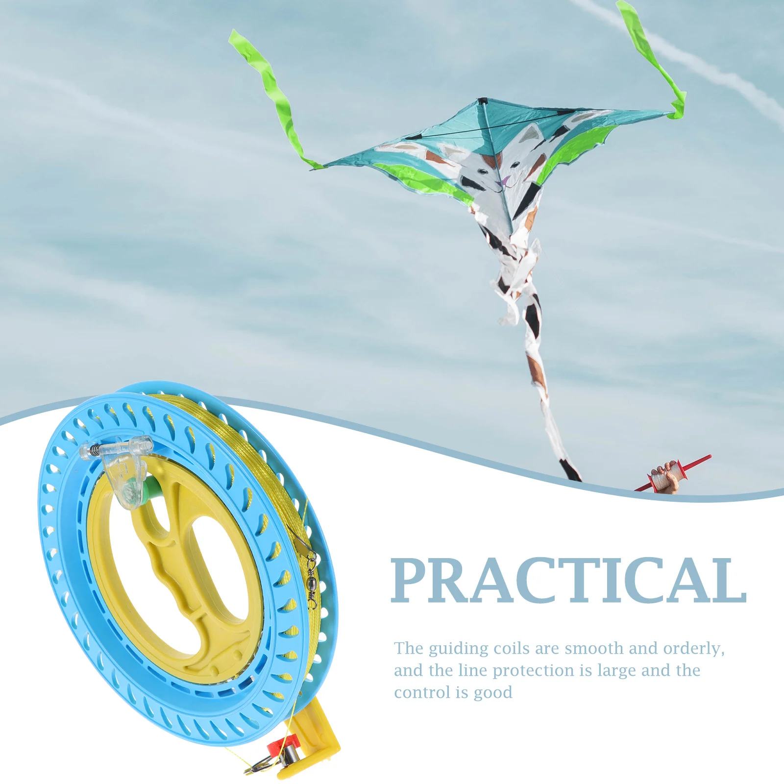 Rueda de línea de plástico, agarre manual, carrete guía duradero, carrete de cometa voladora resistente a los arañazos, carrete de viento, herramienta para cometas voladoras - imagen 4