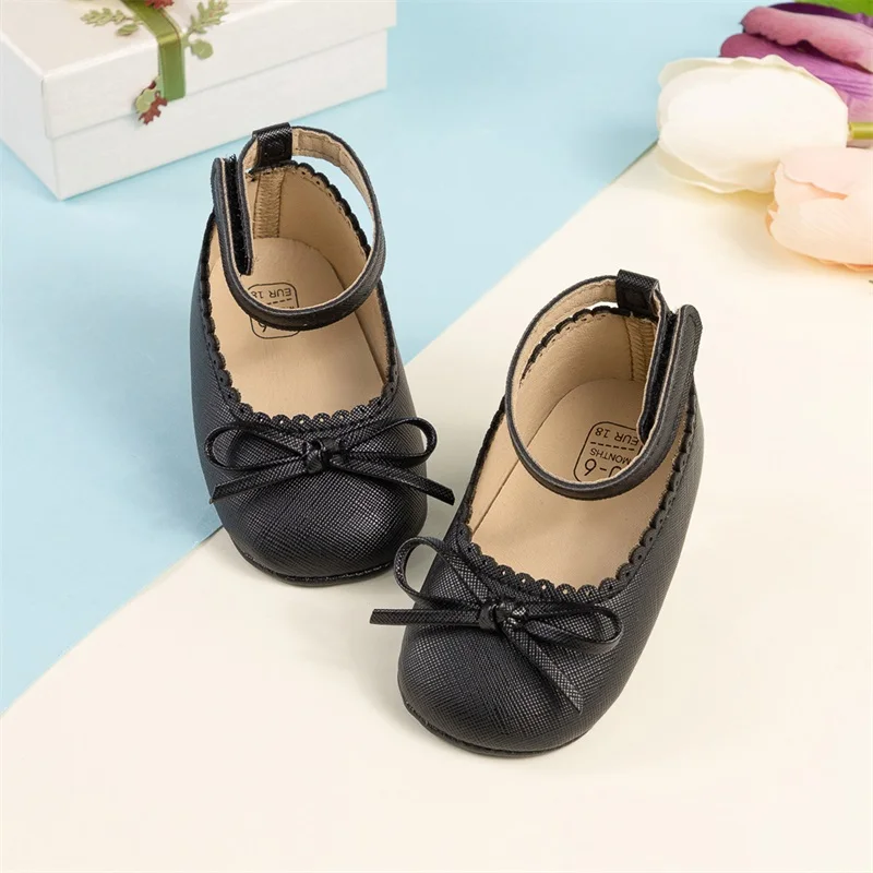 SUNSIOM Zapatos planos Mary Jane para bebés y niñas con lazo, zapatos de boda para bebés, zapatos antideslizantes para cuna para recién nacidos - imagen 5
