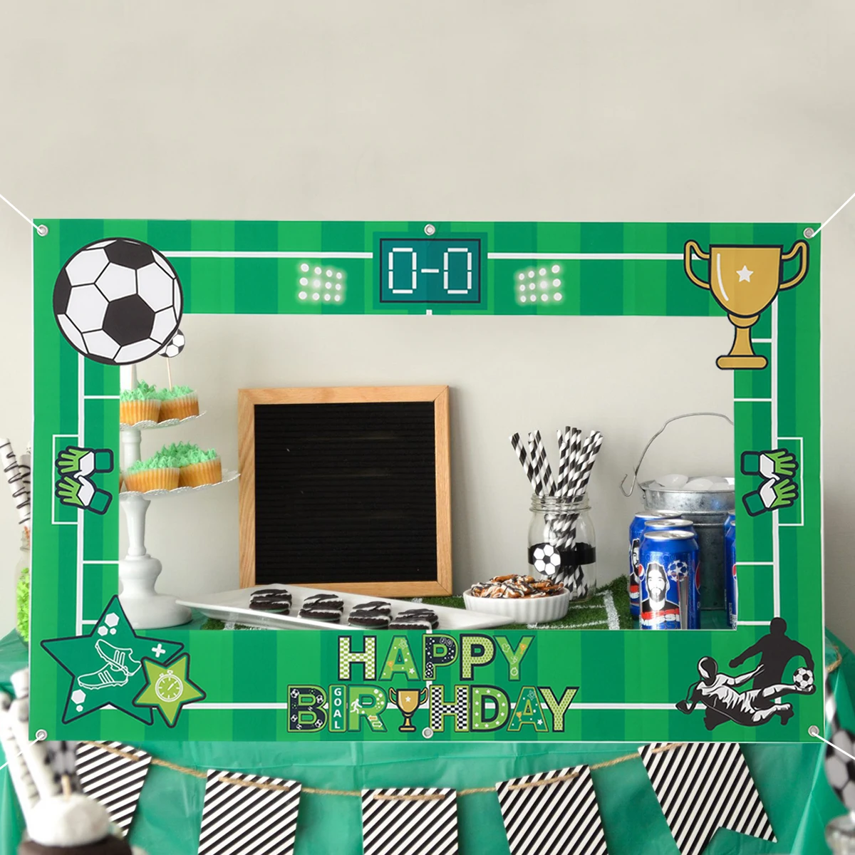 Accesorios para fotos con tema de fútbol, marco para fotomatón con temática de fútbol para fiesta de cumpleaños, decoración para fiesta deportiva de cumpleaños, 1 ud. - imagen 4