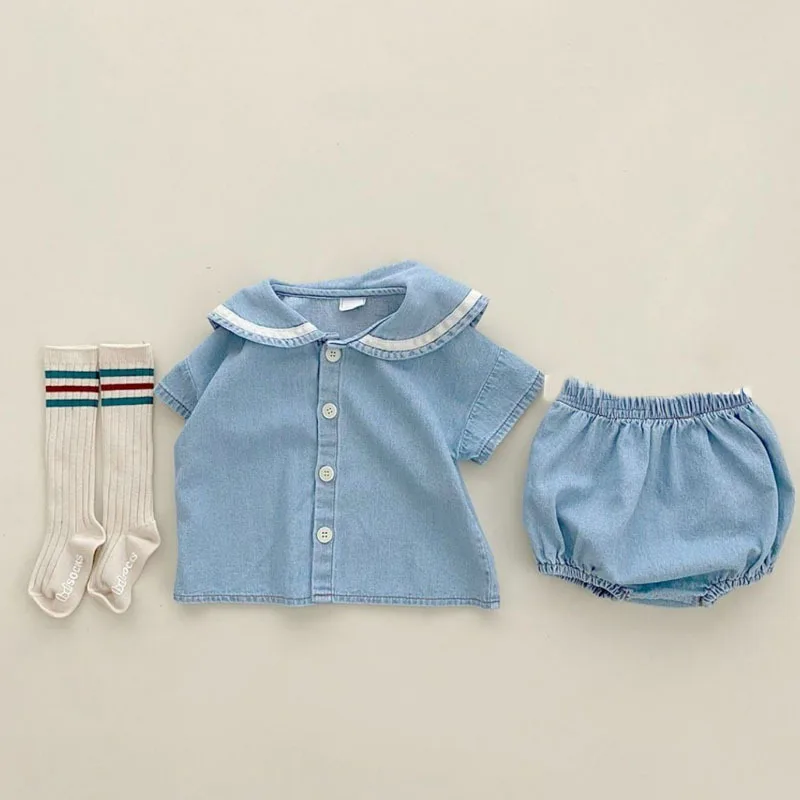 MILANCEL Nouvel ensemble en jean pour enfants de 0 à 3 ans avec col marin – Tenue pour bébé élégante et confortable