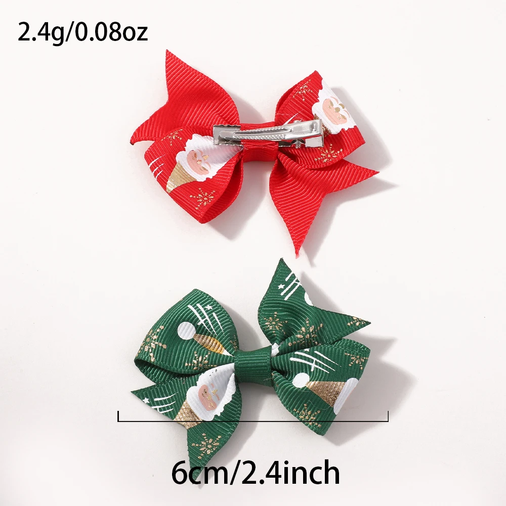 Conjunto de pinzas para el pelo de Navidad para niñas, 10/20 piezas, lazos de cinta de grogrén, horquilla con estampado de copos de nieve, accesorios para el cabello de vacaciones para niños - imagen 2