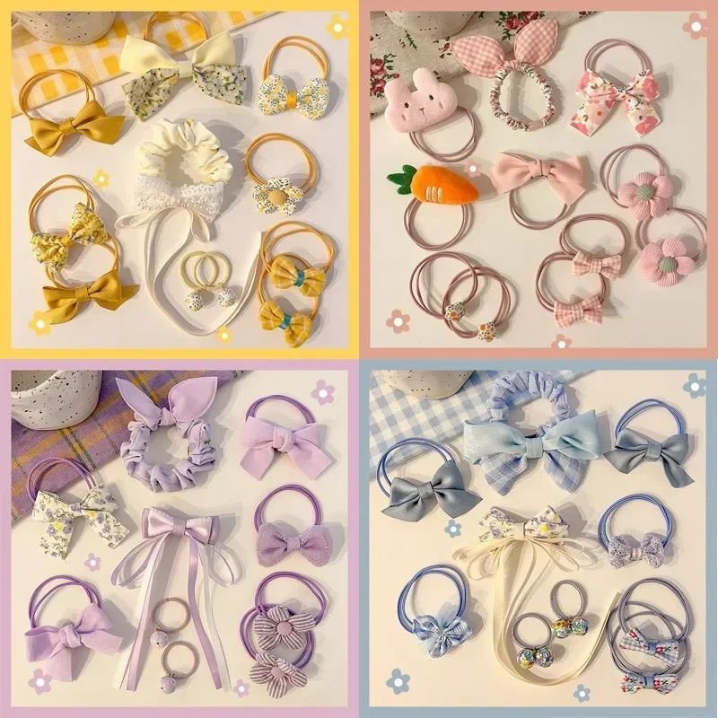 10 unids/set lindo Mini banda para el cabello para bebé estético lazo Floral fresa lazo elástico para el cabello para Tollder accesorios para el cabello dulce - imagen 5